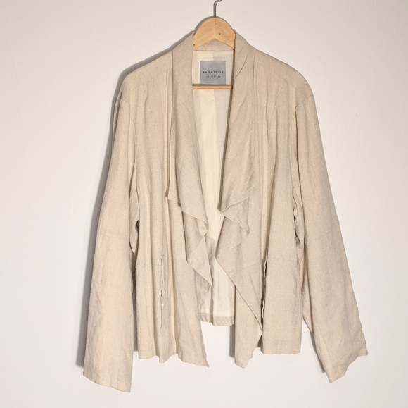 Bagatelle Collection Linen Viscose Drape Front Jacket, 2X - Picture 1 of 9